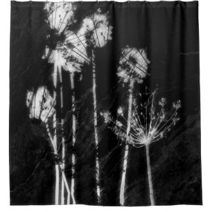 Cortina De Ducha Gráficos de flores silvestres secas monocromas de