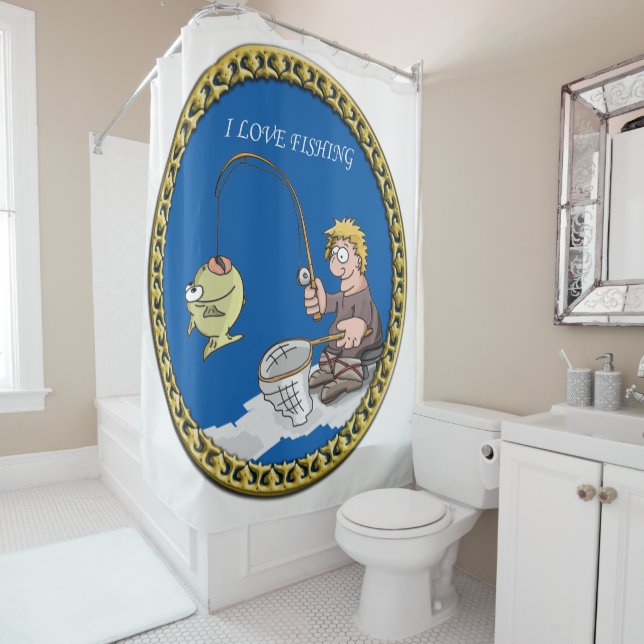 Cortina De Ducha Gran bajista pescando en el hielo (In situ)