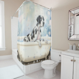 Cortina De Ducha Gran Danés En La Bañera Acuarela Arte De Perro