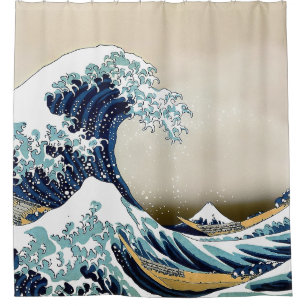 Cortina De Ducha Gran onda restaurada de Kanagawa por Hokusai