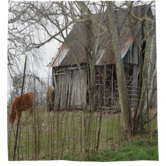 Cortina De Ducha Granero antiguo viejo (Anverso)