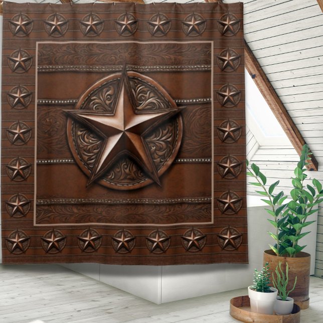 Cortina De Ducha Granja rústica Vaquero País Occidental Estrella de (Rustic Farmhouse Cowboy Western Country Texas Star Shower Curtain)