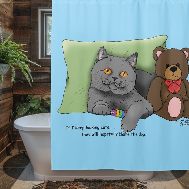 Cortina De Ducha Gray Cat Teddy Bear (Subido por el creador)