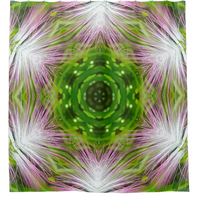 CORTINA DE DUCHA GREEN AND WHITE ABSTRACT DRAWING. SAMER BRASIL. 2 (Anverso)