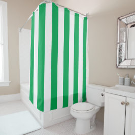 Cortina De Ducha Green and White Cabana Stripes 