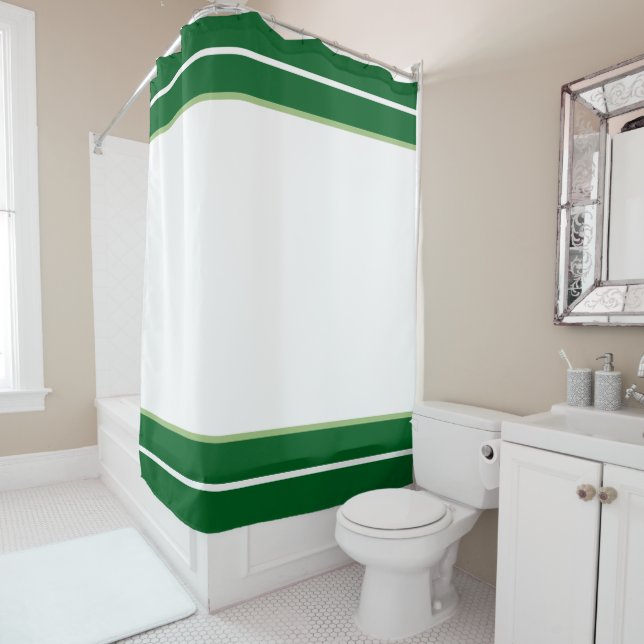 Cortina De Ducha Green And White Shower Curtain (In situ)