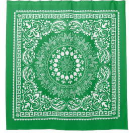 Cortina de ducha Green Bandana Pattern-4