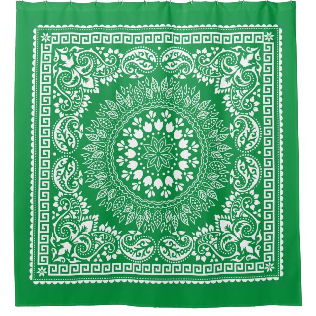 Cortina de ducha Green Bandana Pattern-4 (Anverso)