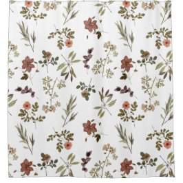 Cortina De Ducha Green Burgundy Wildflower