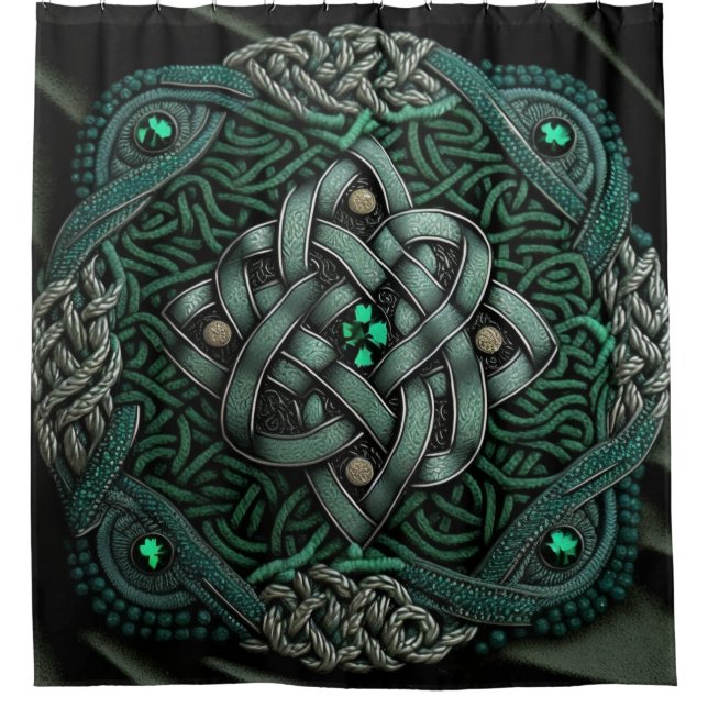 Cortina De Ducha Green Celtic Knot Irish (Anverso)
