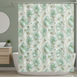 Cortina De Ducha Green Floral Shower Curtain