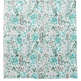 Cortina De Ducha Green Watercolor Foliage