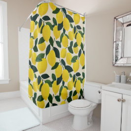 Cortina De Ducha Green& Yellow Citrus Fruit Pattern Lemons