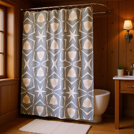 Cortina De Ducha Gris Beige Dos Estrellas Y Formas De Tono