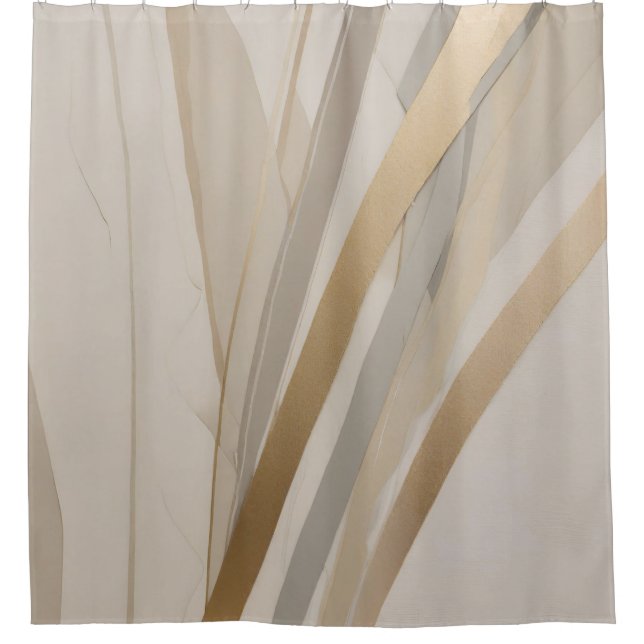 Cortina De Ducha Gris dorado Beige Abstract Stripe (Anverso)