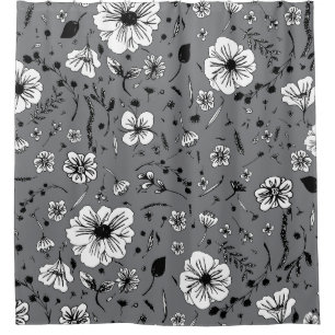 Cortina De Ducha Gris floral