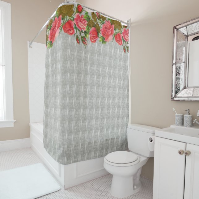 Cortina de ducha Gris floral (In situ)