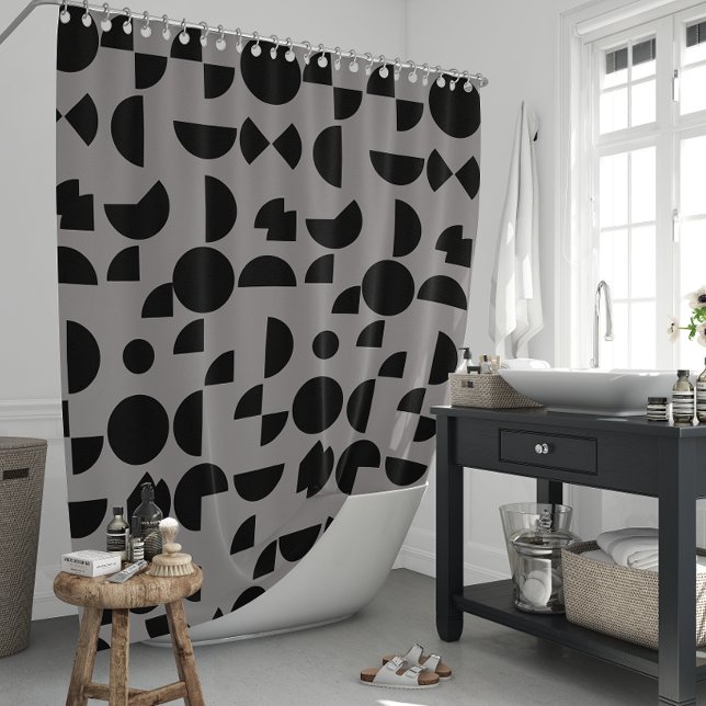 Cortina De Ducha Gris negro moderno elegante tribal geométrica (Black Grey Modern Elegant Geometric Tribal Shower Curtain)