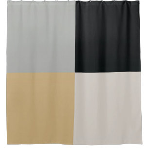 Cortina de ducha gris, negro y tan