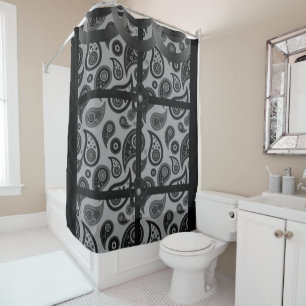 Cortina de ducha gris paisley