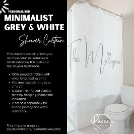 Cortina De Ducha Gris y blanco minimalista y personalizado