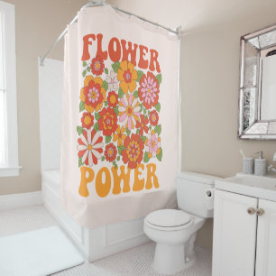 Cortina De Ducha Groovy Flower Power Graphic