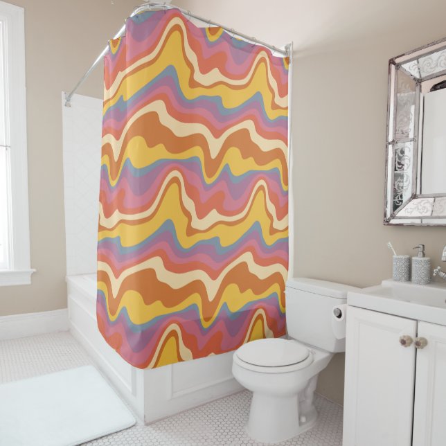 Cortina De Ducha Groovy Retro Pattern (In situ)