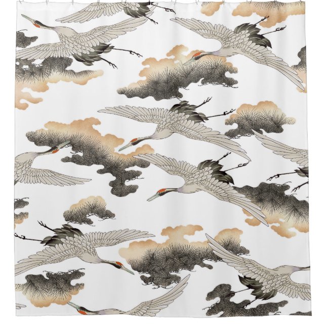 Cortina De Ducha Grúa de estilo japonés: diseño elegante. (Anverso)