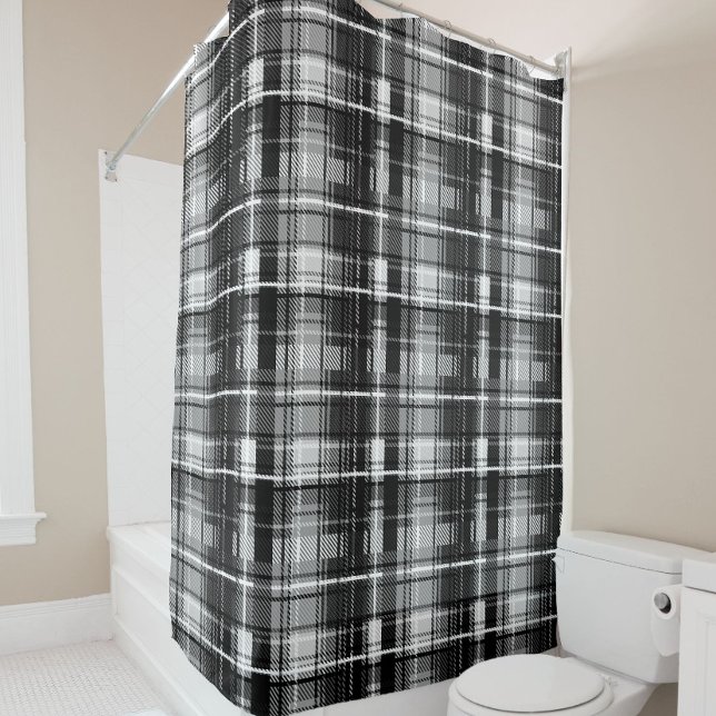 Cortina De Ducha Grunde Blanco Negro Flannel Tartán Diseño (Subido por el creador)