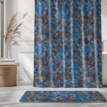 Grunge Damask Cobalto Azul Oxidado Naranja