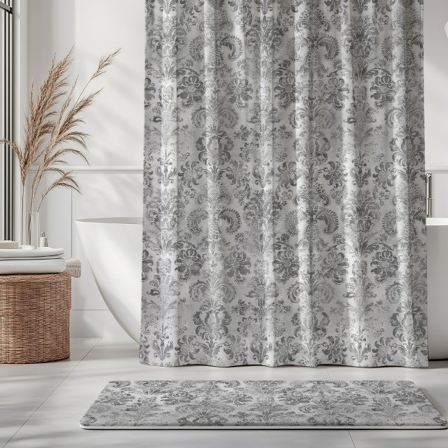 Cortina De Ducha Grunge Damask Stone White Grey (Subido por el creador)