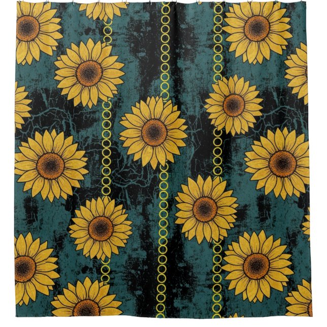 Cortina De Ducha Grunge Sunflower & Chain Stripe (Anverso)