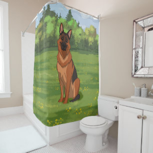 Cortina De Ducha GSD de pastor rojo y negro alemán
