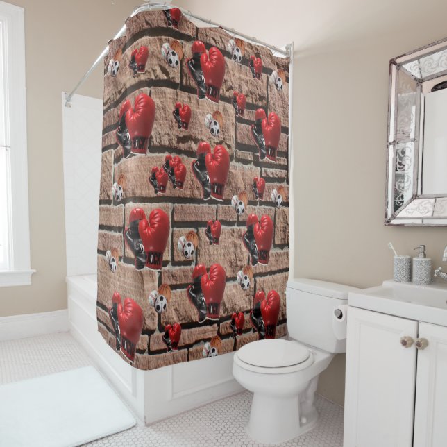 Cortina de ducha Guantes de boxeo felices (In situ)