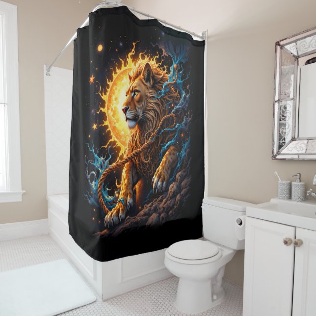 Cortina De Ducha Guardián del Umbral Solar – León del Equilibrio (In situ)