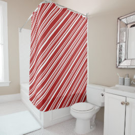Cortina De Ducha Guay Red and White Peppermining Candy Stripe