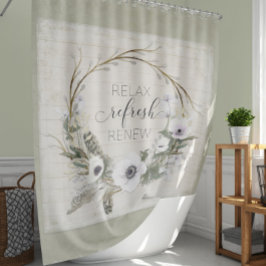 Cortina De Ducha Guión de Wreath floral de la casa rural de madera 