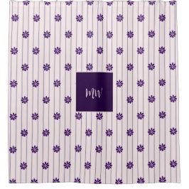 Cortina De Ducha Guión Iniciales Rubor & Violet Stripes, Flores