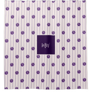 Cortina De Ducha Guión Iniciales Rubor & Violet Stripes, Flores