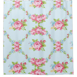 Cortina De Ducha guirnalda de rosas elegantes lamentables, azul,