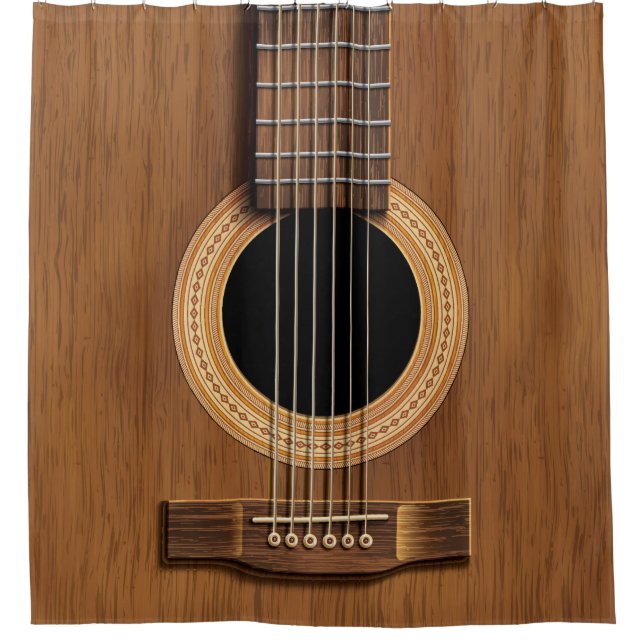 Cortina De Ducha Guitarra acústica de madera caliente (Anverso)