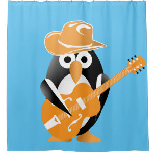 Cortina De Ducha Guitarrista pingüino