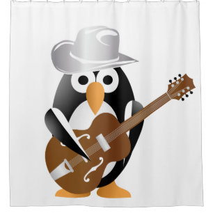 Cortina De Ducha Guitarrista pingüino