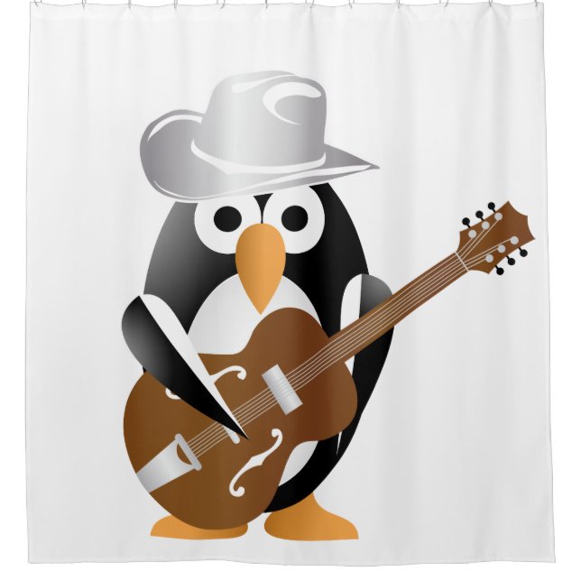 Cortina De Ducha Guitarrista pingüino (Anverso)
