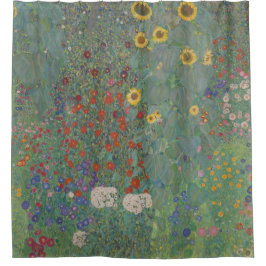Cortina De Ducha Gustav Klimt, jardín de granja con girasoles