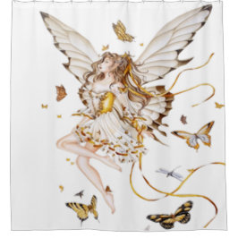 Cortina De Ducha hada con las mariposas