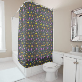 Cortina De Ducha Halloween Bats WaterColor Pattern Moderno Spooky