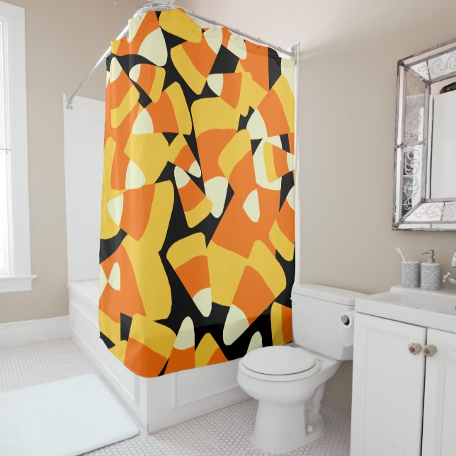Cortina De Ducha Halloween Candy Corn Seamless Pattern (In situ)