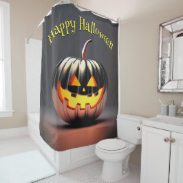 Cortina De Ducha Halloween de calabaza brillante