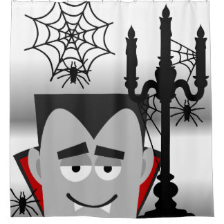 Cortina De Ducha Halloween Dracula Candelabra Spiders